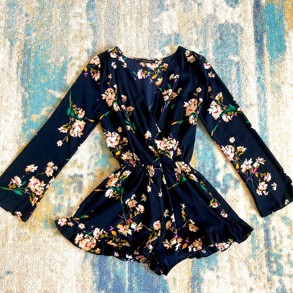 Long sleeve floral romper